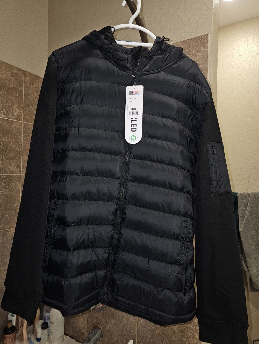 32 Degrees Black Quilted Hooded Puffer Jacket